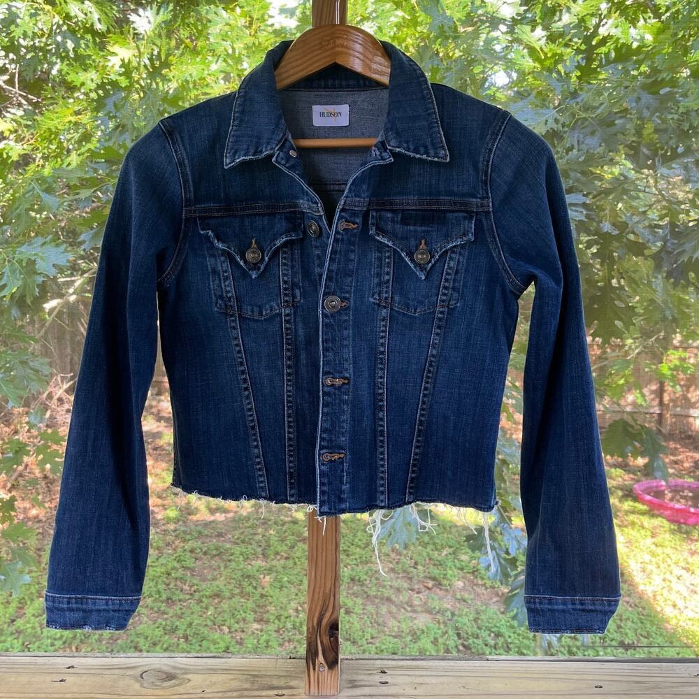 Hudson Women's Signature Jean Jacket Blue Denim Cropped Size S